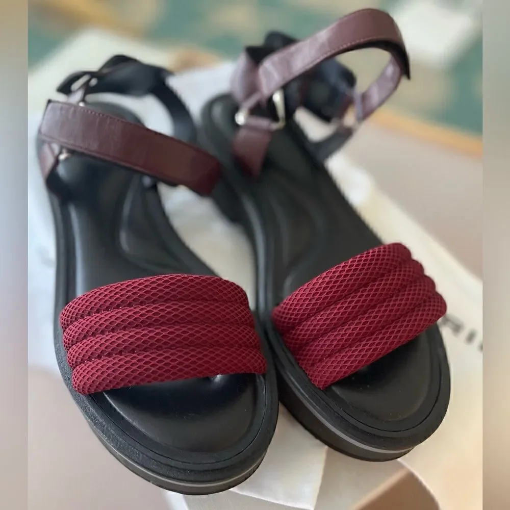 Clegerie Paris maroon and black mesh tech sandals. NIB SZ 7.5